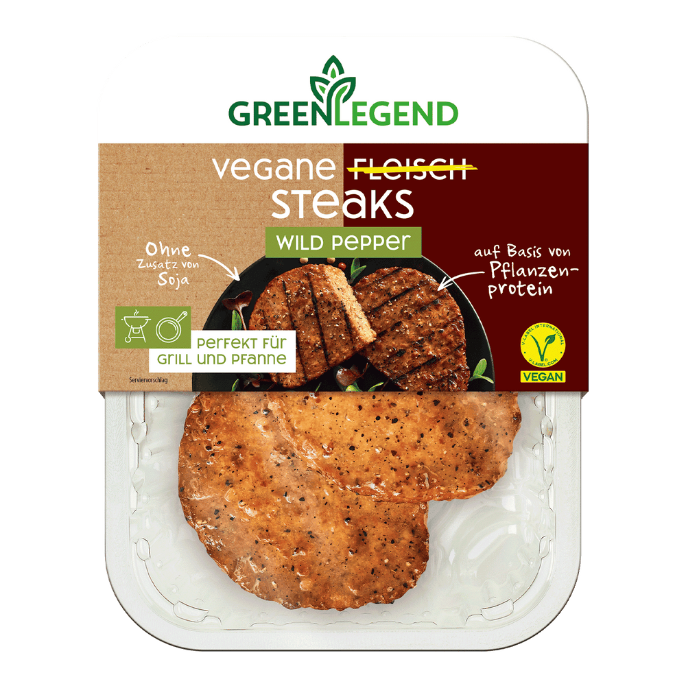 Green Legend Vegane Fleisch Steaks Wild Pepper
