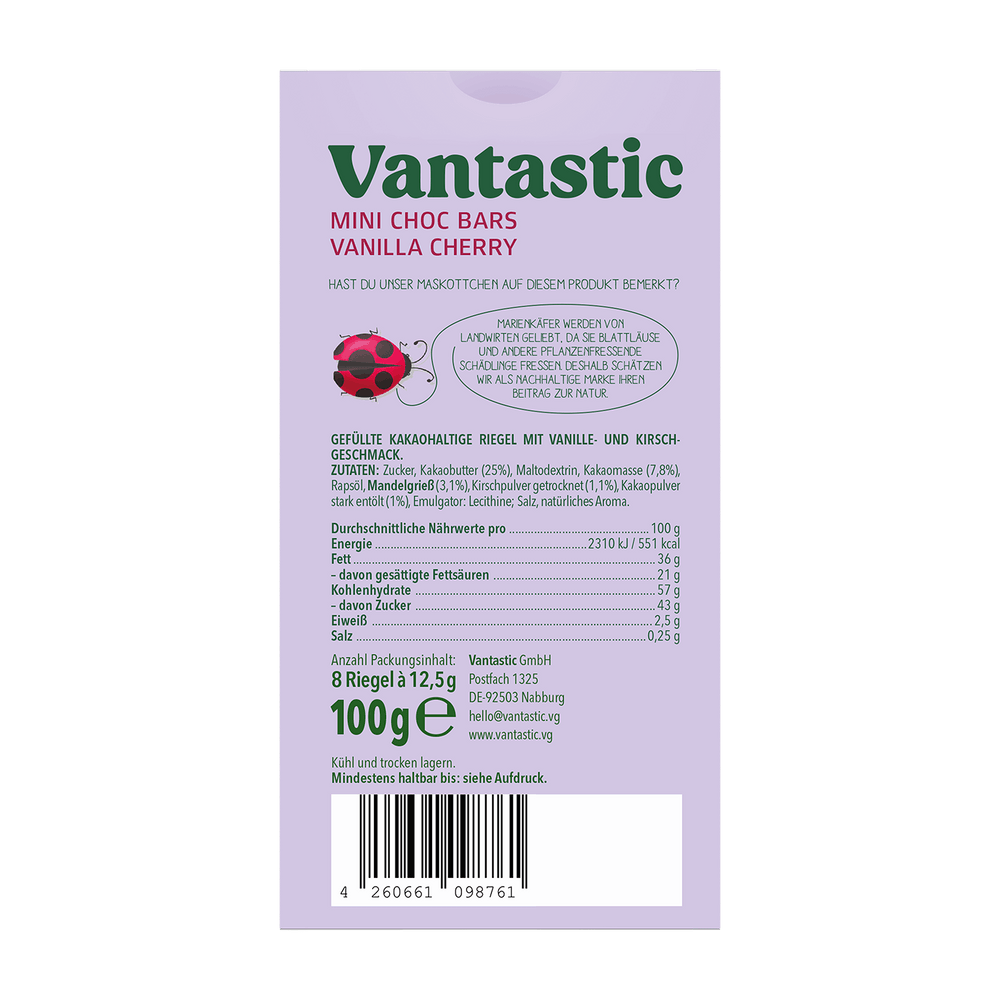 Vantastic Mini Choc Bars Cherry Vanilla Flavor