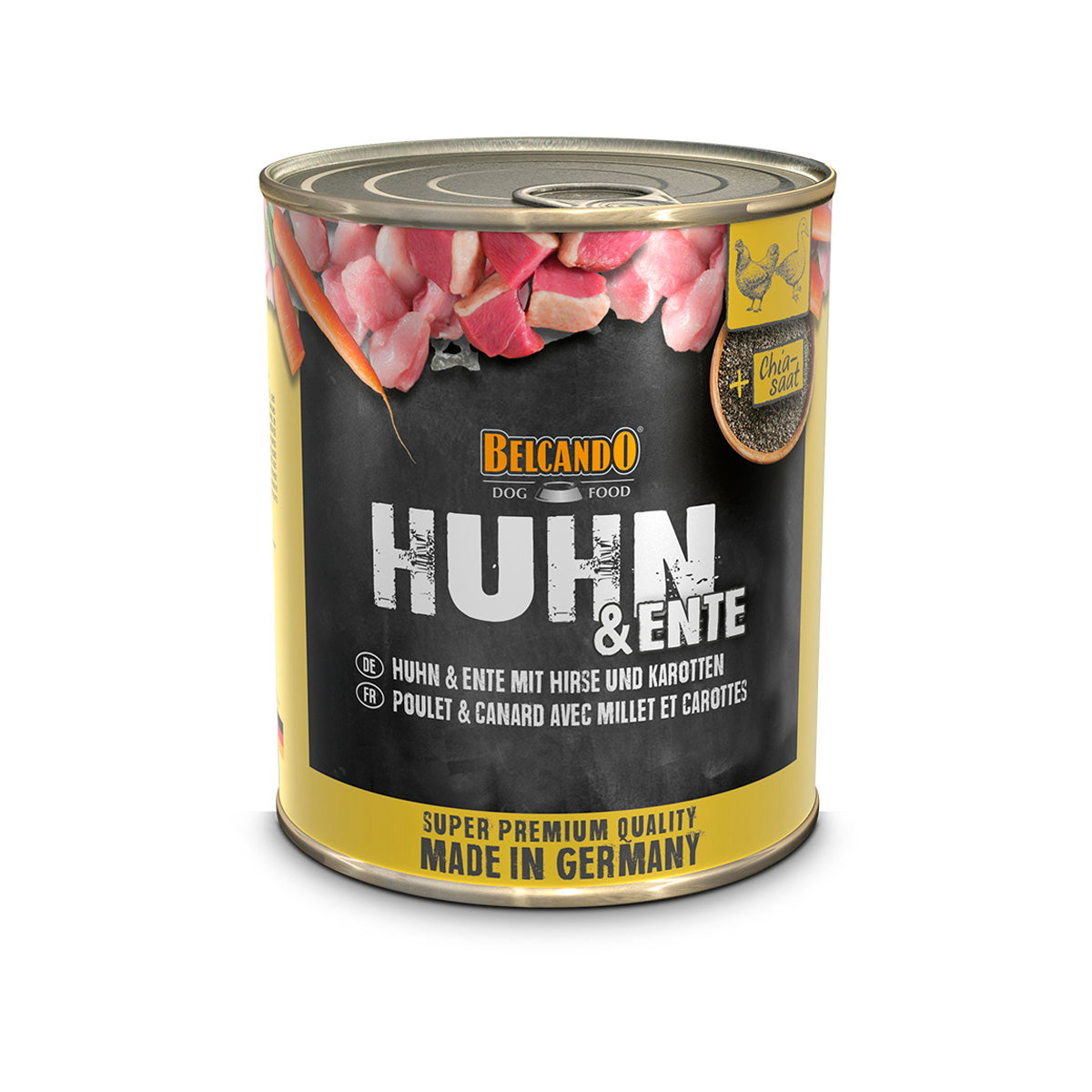 DOSE BELCANDO 800 G HUHN UND ENTE,     HIRSE UND KAROTTEN - 6 STK