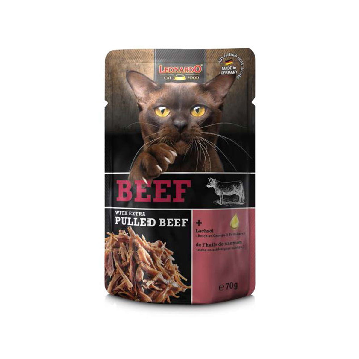 BEUTEL LEONARDO 70 G RIND + EXTRA PULLED BEEF - 16 STK