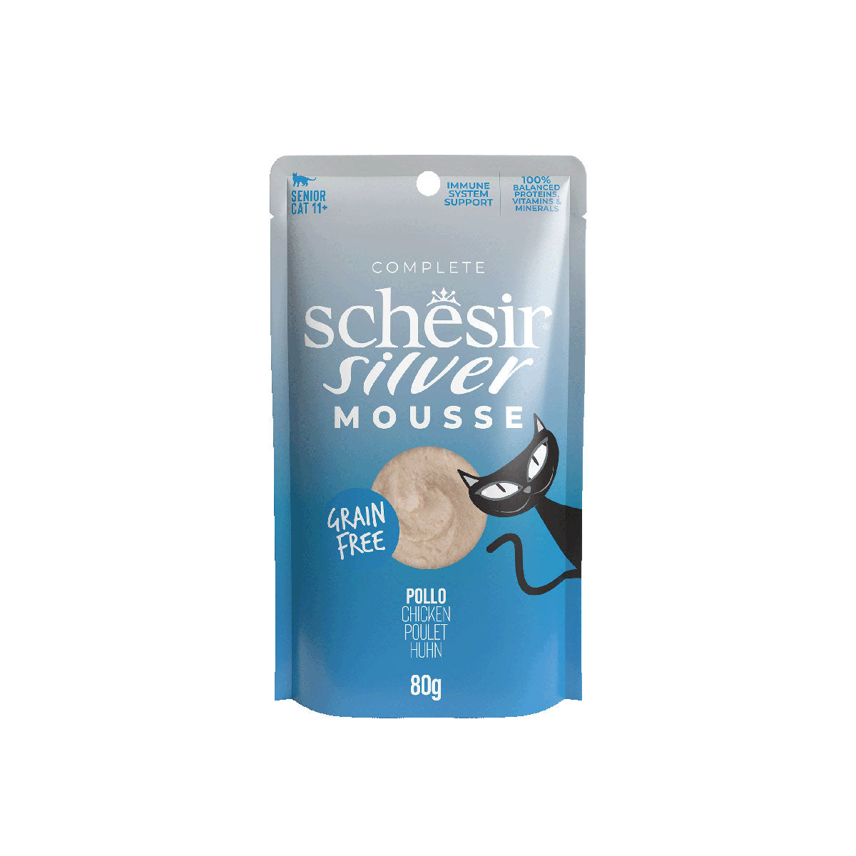 SCHESIR SILVER MOUSSE 12 X 80G HÜHNERBEUTEL