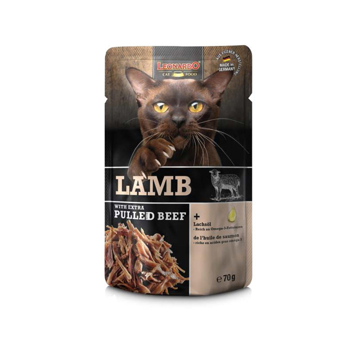 BEUTEL LEONARDO 70 G LAMM + EXTRA PULLED BEEF - 16 STK