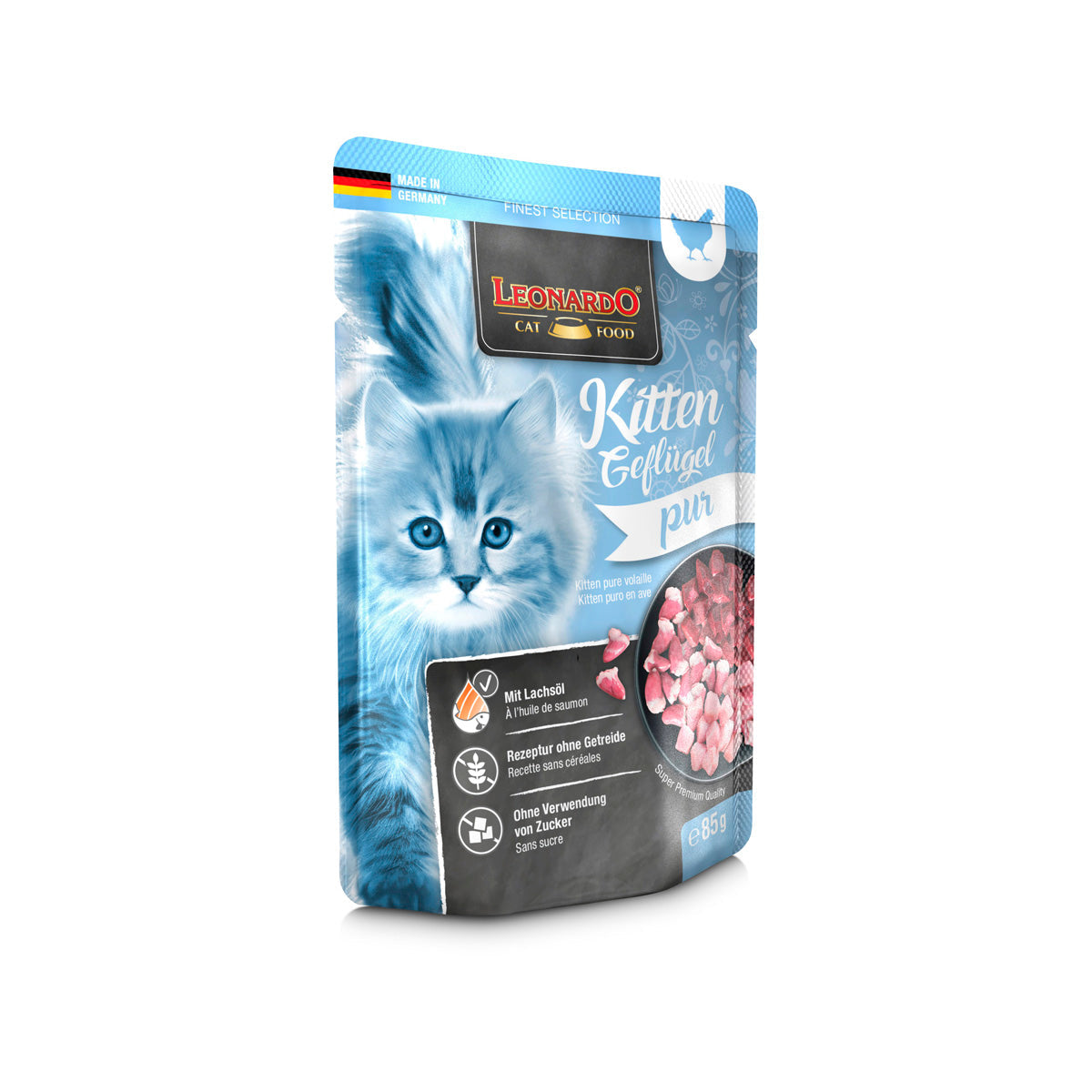 BEUTEL LEONARDO 85 G KITTEN GEFLUEGEL - 16 STK