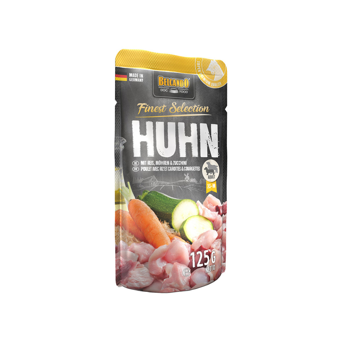 BEUTEL BELCANDO 125 G HUHN UND REIS MITZUCCHINI UND MOEHREN - 12 STK