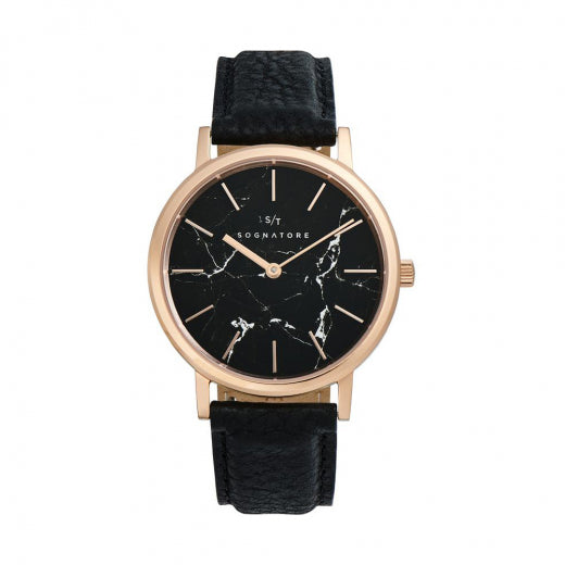 Sognatore Marble Black Rosé Gold Unisexuhr