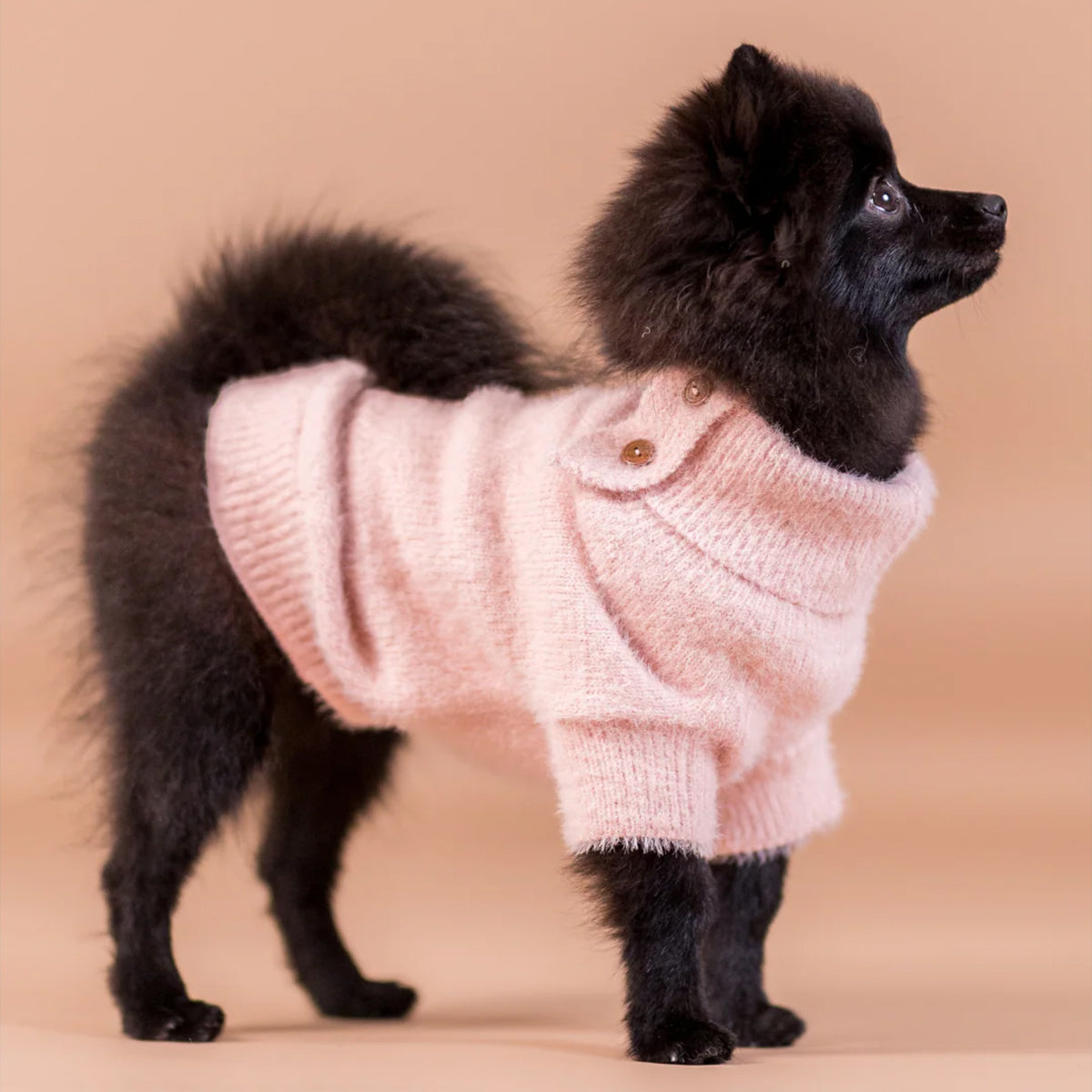 PAIKKA STRICKPULLOVER MIT FELLBESATZ ROSA 35