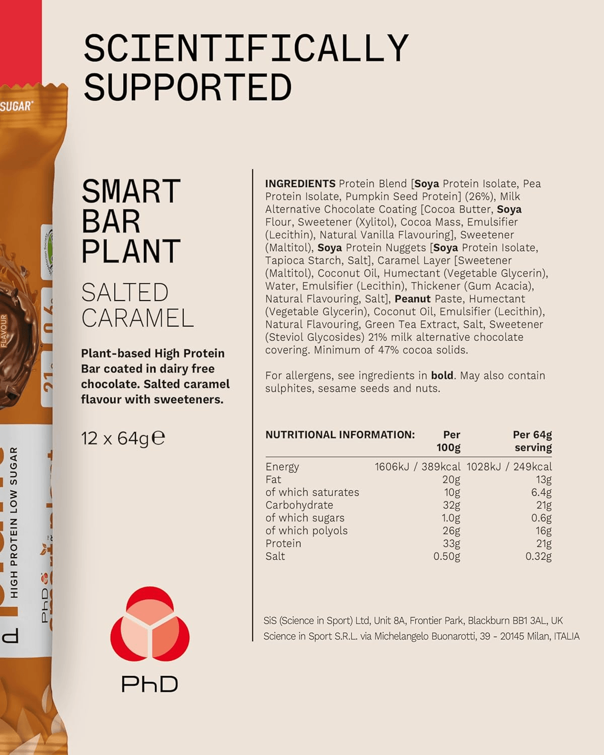 PhD Nutrition Smart Plant Bars - 12 x 64 g