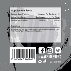 Warrior Creatine Monohydrate - 60 tabs