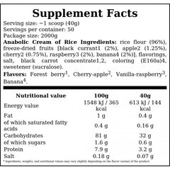 Anabolic Cream Of Rice - 2000g - Vanilla Raspberry