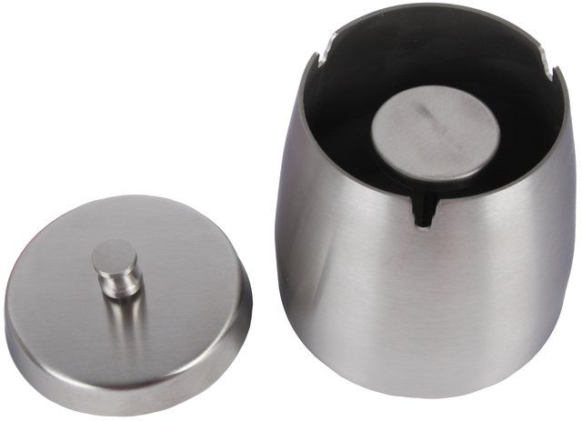 Aschenbecher Edelstahl Chrom mit Deckel - 9.5cm