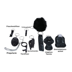 Schlüsselanhänger Set Safety, Marmor Schwarz