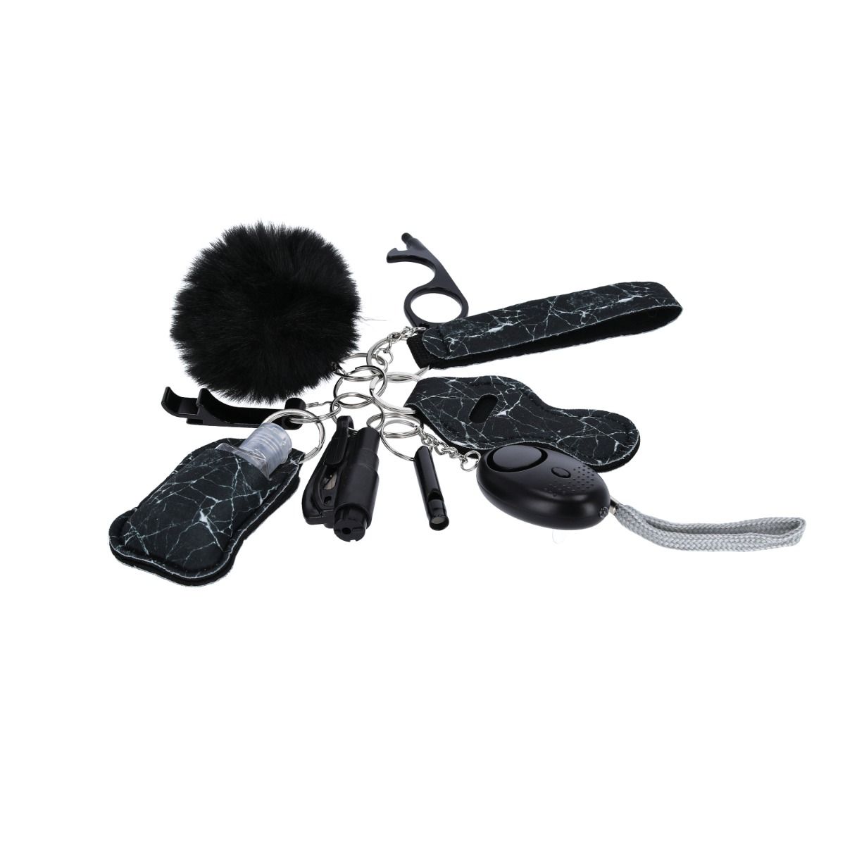 Schlüsselanhänger Set Safety, Marmor Schwarz
