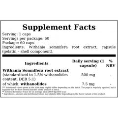 Ashwagandha 500mg - 60caps.
