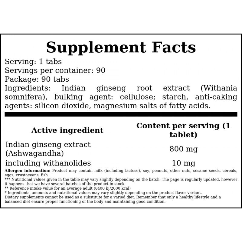 Ashwagandha 800mg - 90tabs.