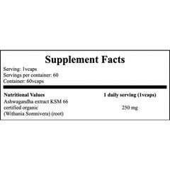 Ashwagandha KSM-66 250mg - 60vcaps. x30