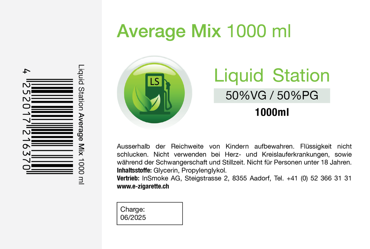Liquid Station Average Mix 1000 ml - 50PG/50VG