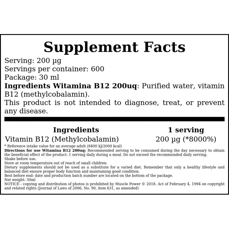Avitale Vitamine B12 200uq (Witamina) - 30ml