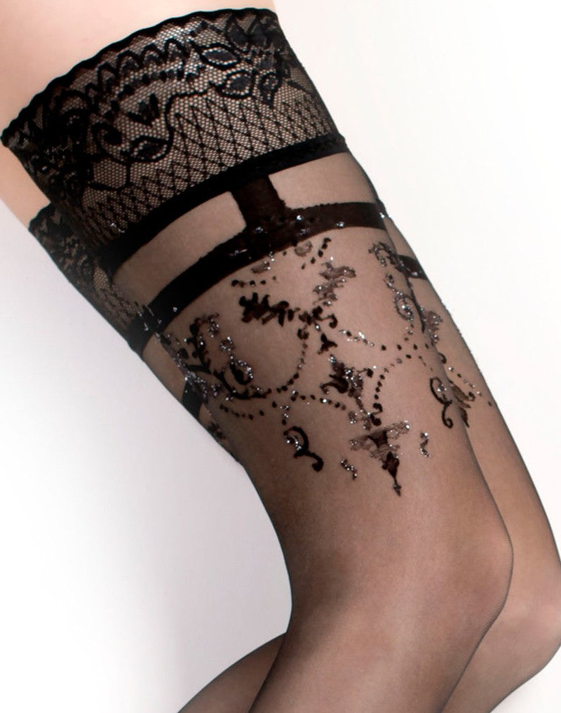 Ballerina - Fantasy Halterlose - Strümpfe (30 denier) - Schwarz