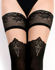 Ballerina - Fantasy Hold Ups - Strümpfe (50/20 den) - Schwarz & Transparent