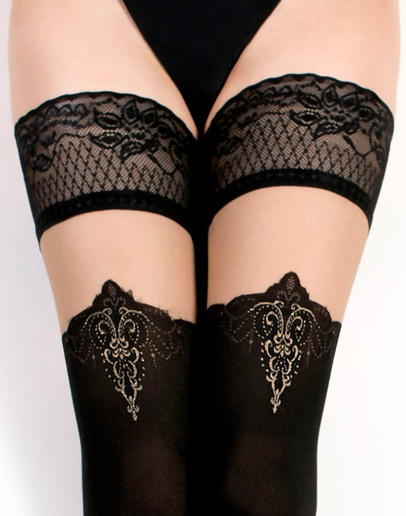 2: Ballerina - Fantasy Hold Ups - Strümpfe (50/20 den) - Schwarz & Transparent