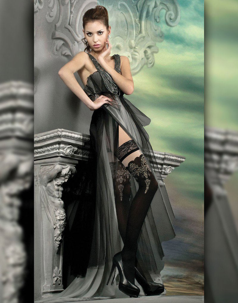Ballerina - Fantasy Hold Ups - Strümpfe (50/20 den) - Schwarz & Transparent
