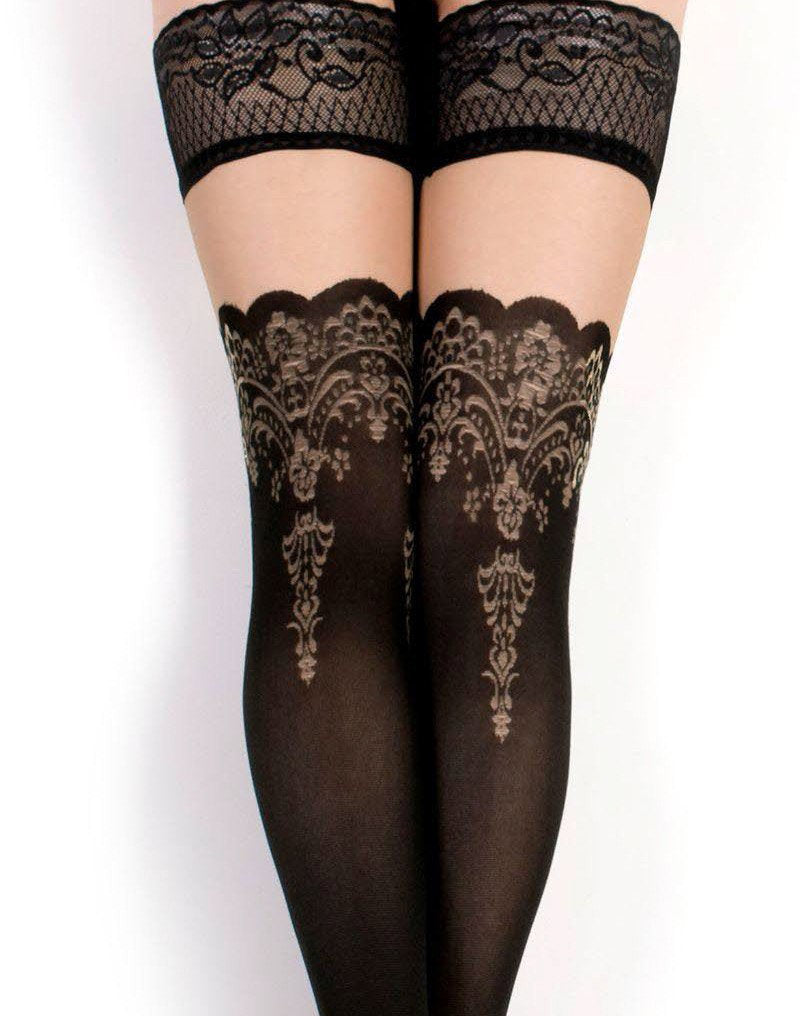 Ballerina - Fantasy Hold Ups - Strümpfe (50/20 den) - Schwarz & Transparent
