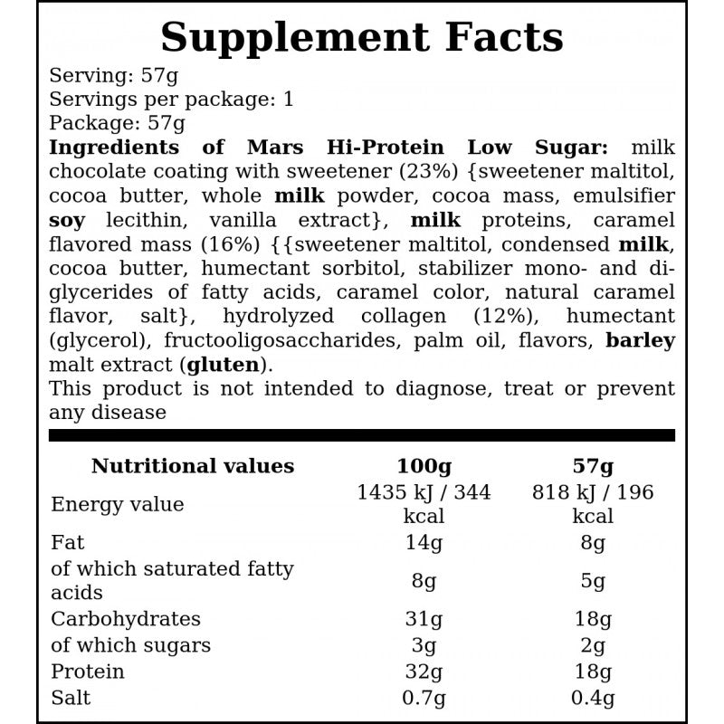 Baton Mars HIProtein LS Bar - 57g - Classic x12