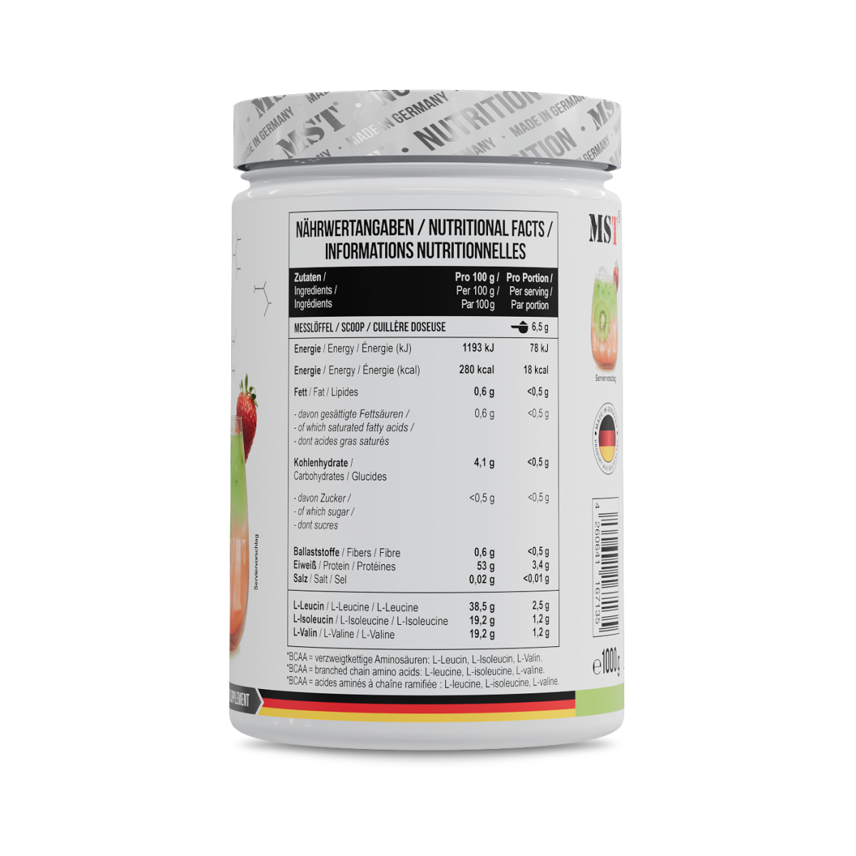 BCAA Zero 1000 g Strawberry kiwi