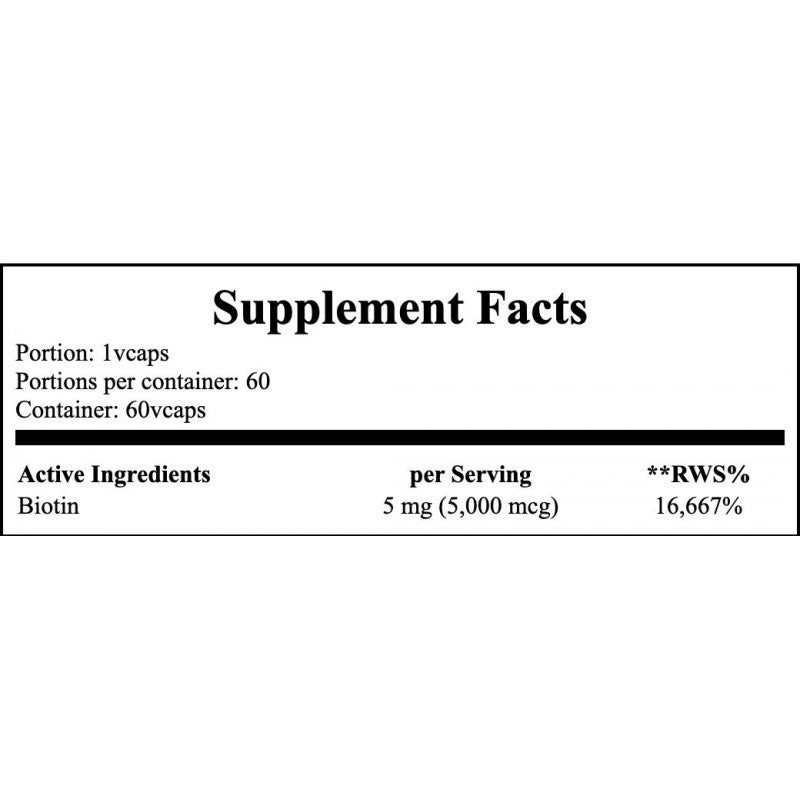 Biotin 5000mcg - 60vcaps.