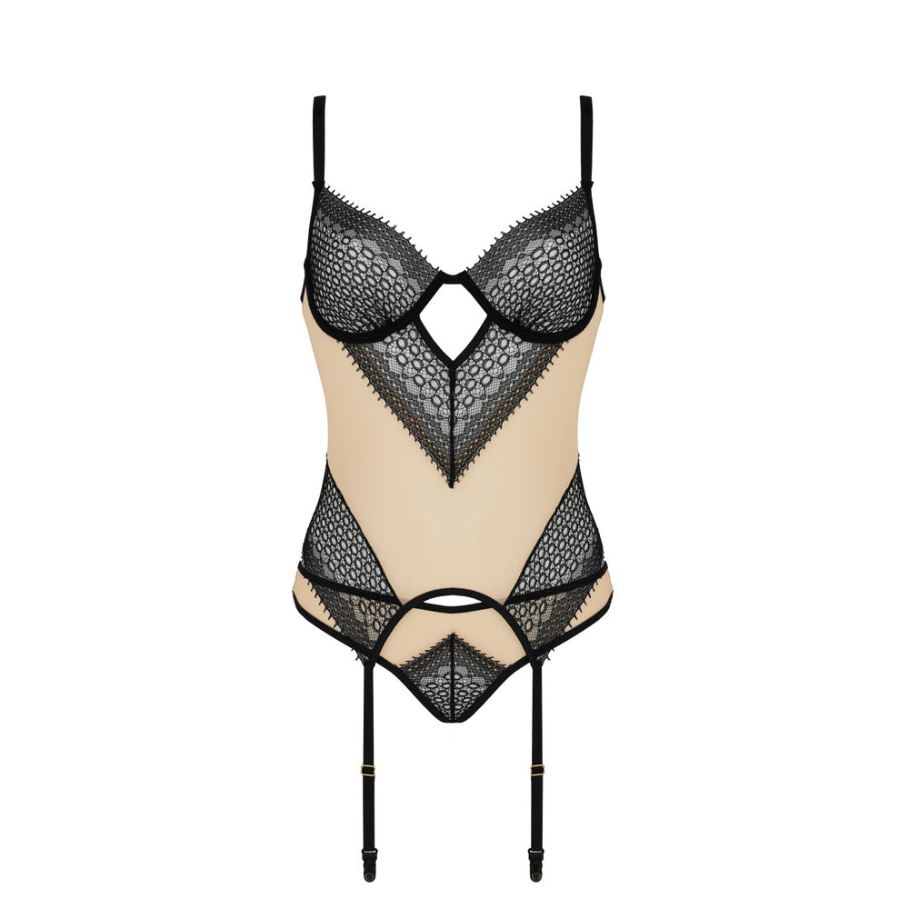 CA Denerys corset & thong beige-black