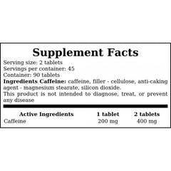 Caffeine 400mg - 90tabs. - Koffein