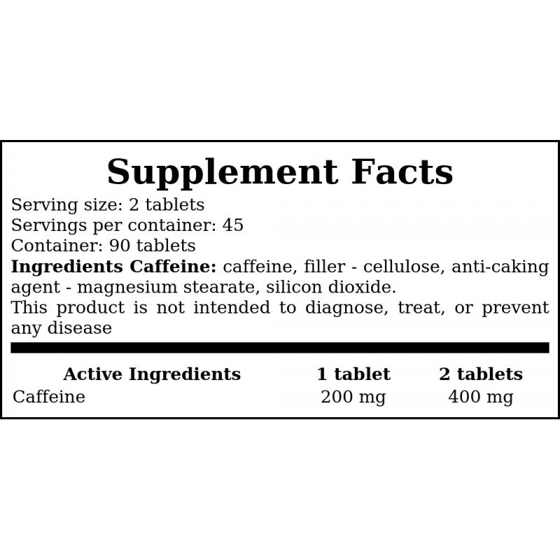 Caffeine 400mg - 90tabs. - Koffein