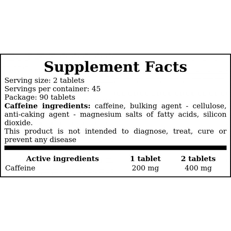 Caffeine 400mg - 90tabs. - Koffein