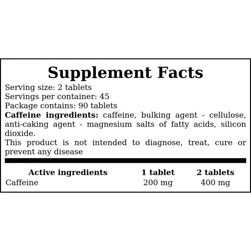 Caffeine 400mg - 90tabs. - Koffein