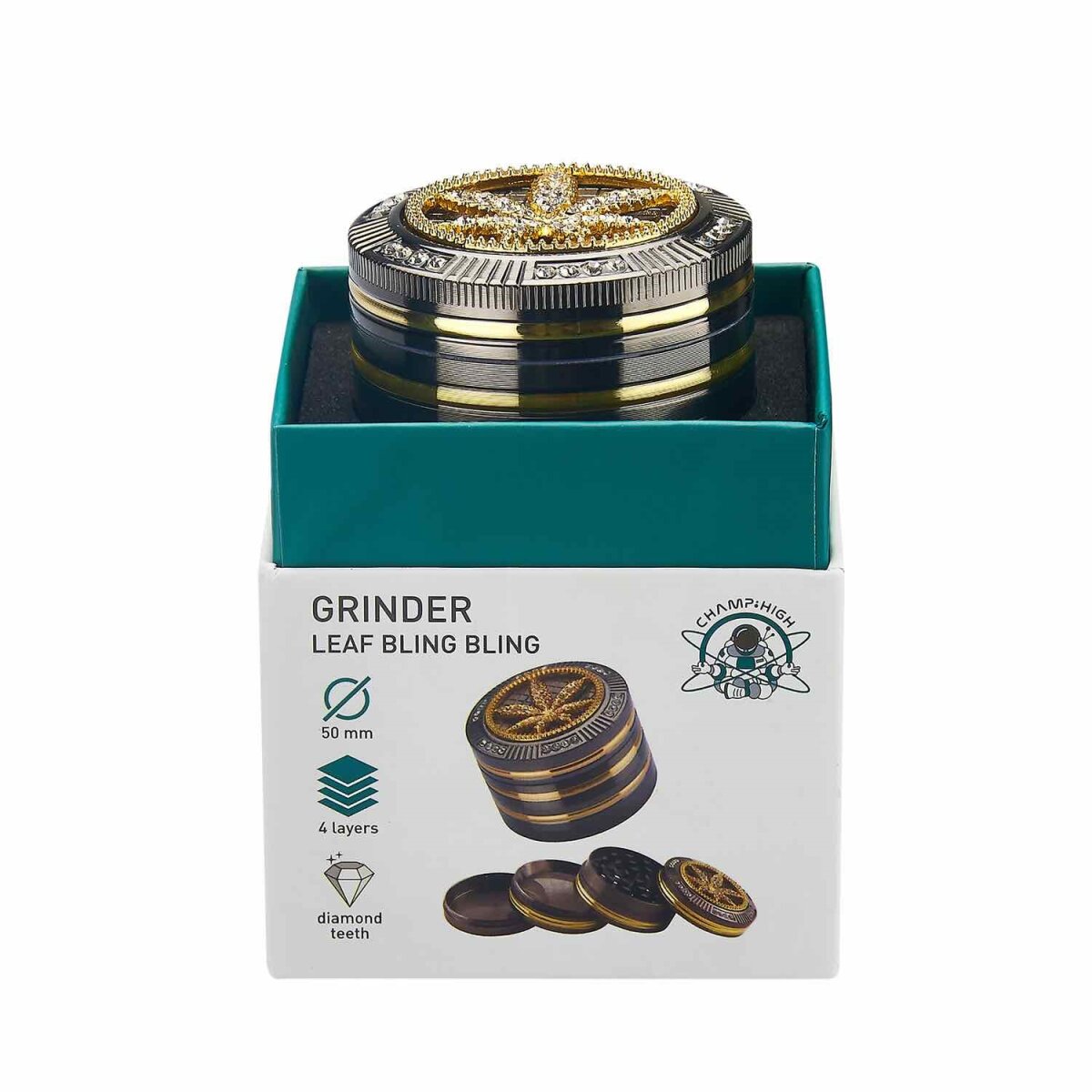 Champ High - Grinder Bling Bling Leaf - 50mm - 4 Layers