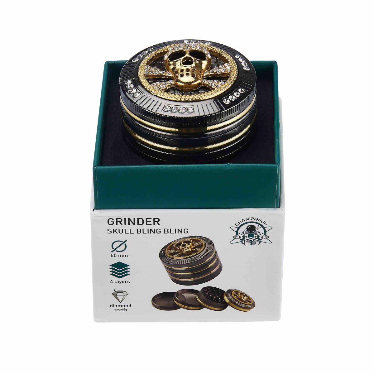 Champ High - Grinder Bling Bling Skull - 50mm - 4 Layers