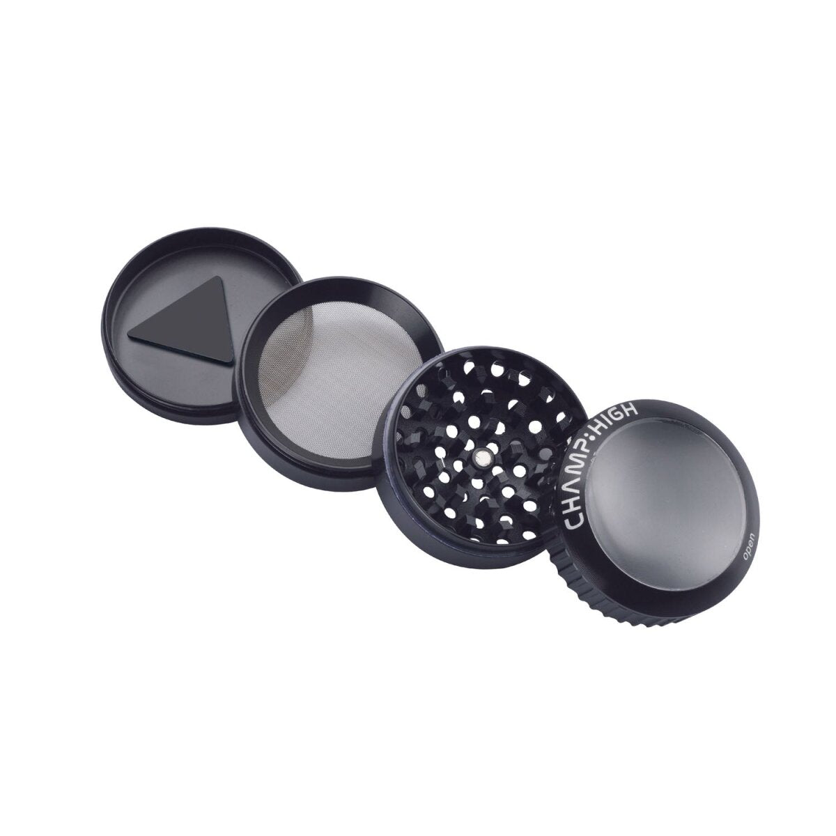 Champ High - Grinder Magnifier Black mit Lupe und Staufach - 50mm - 4 Layers