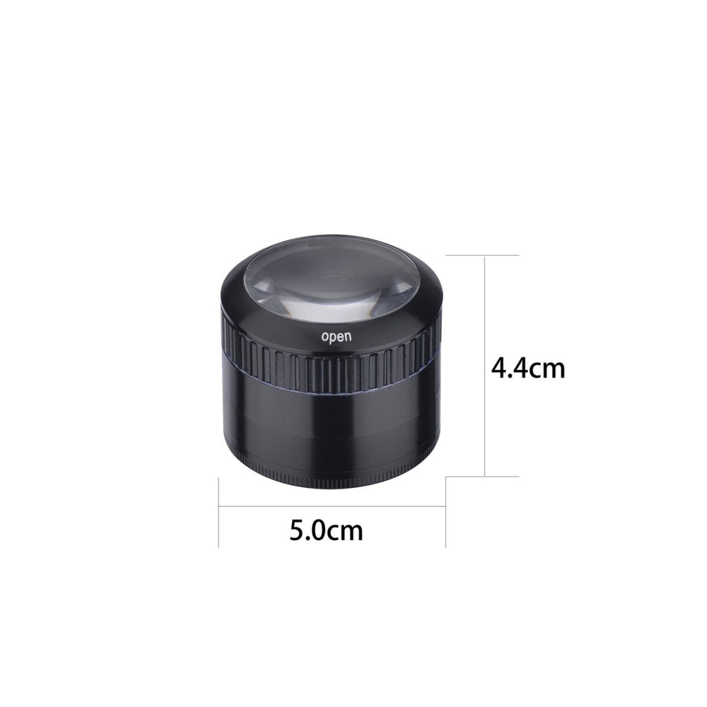 Champ High - Grinder Magnifier Black mit Lupe und Staufach - 50mm - 4 Layers