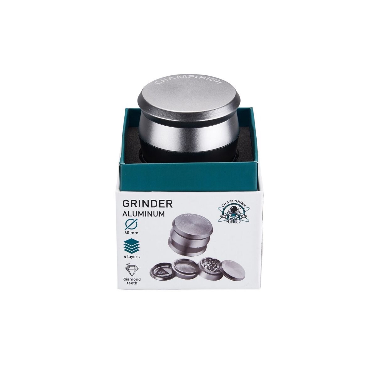 Champ High - Grinder Matt Silver - 60mm - 4 Layers