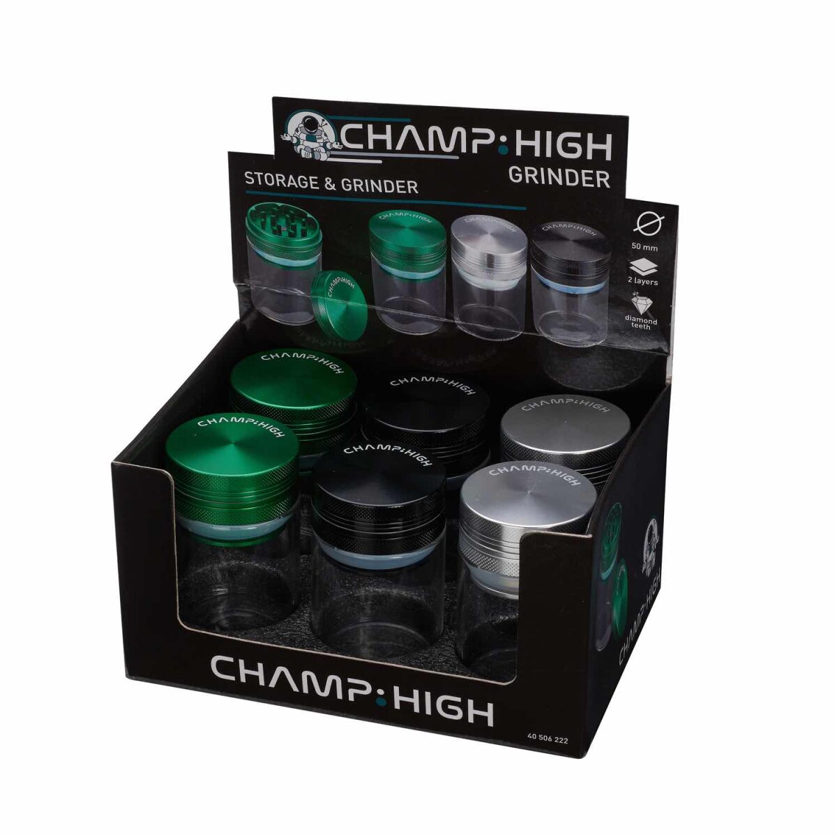 Champ High - Grinder & Storage - 50mm - 2 Layers - Display - 6 Stück