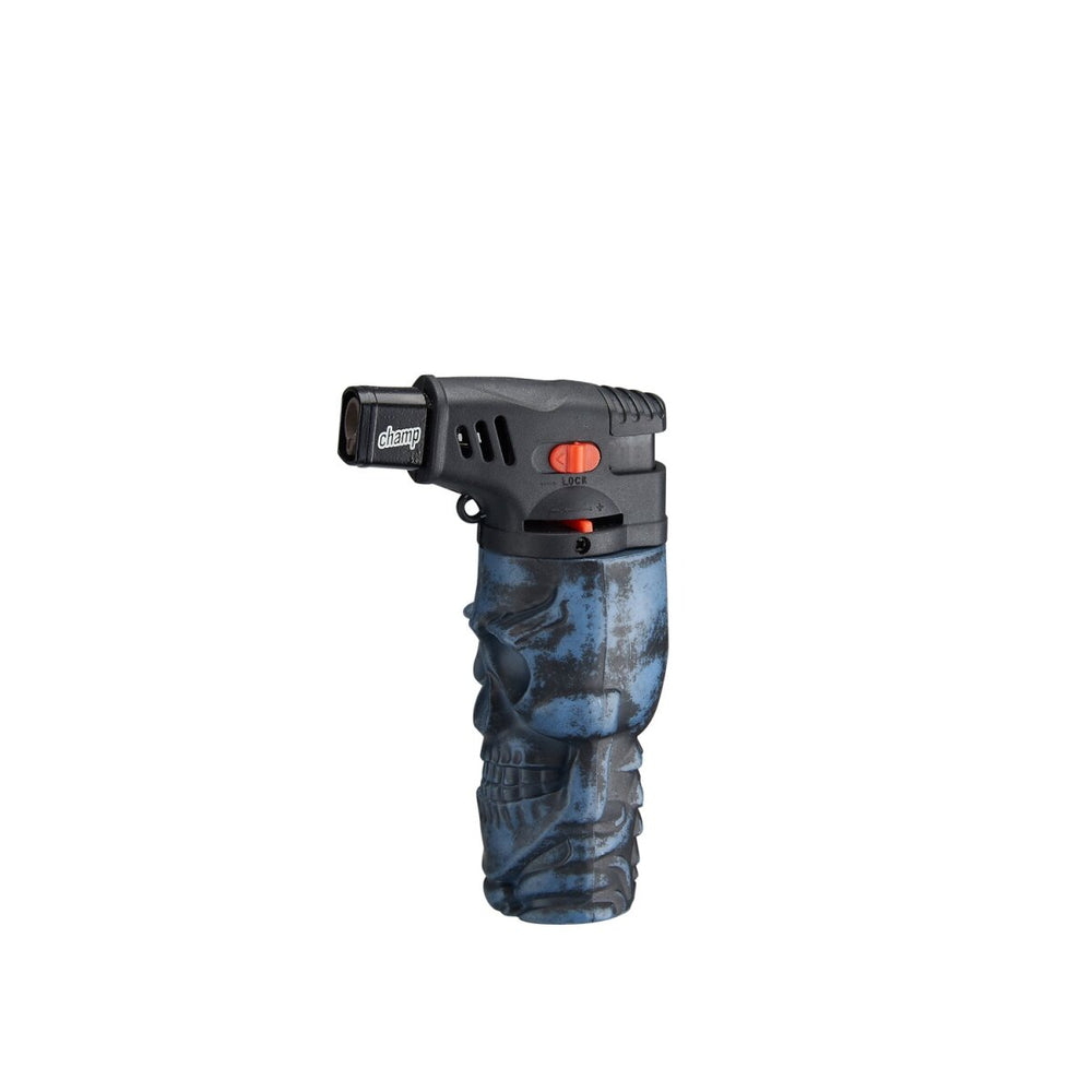 Champ - Skull Feuerzeug - Jetflame Blue - Display - 12 Stück