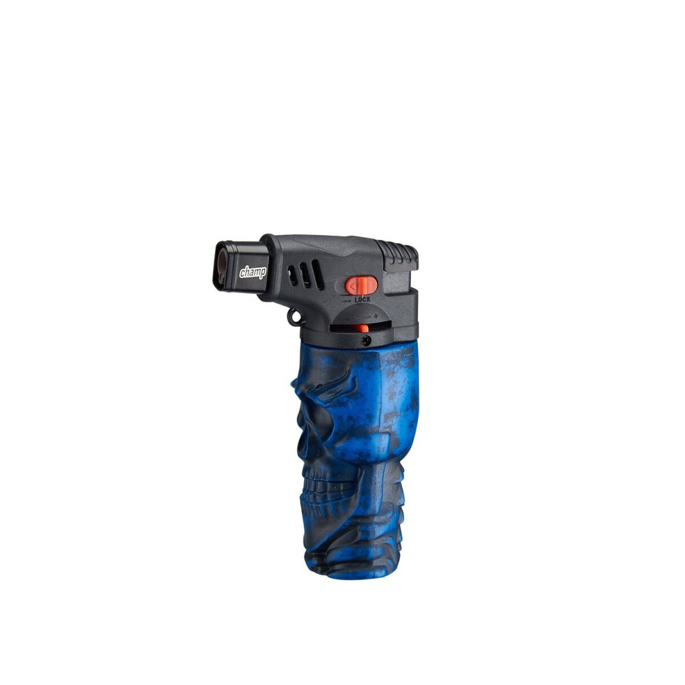 Champ - Skull Feuerzeug - Jetflame Blue - Display - 12 Stück