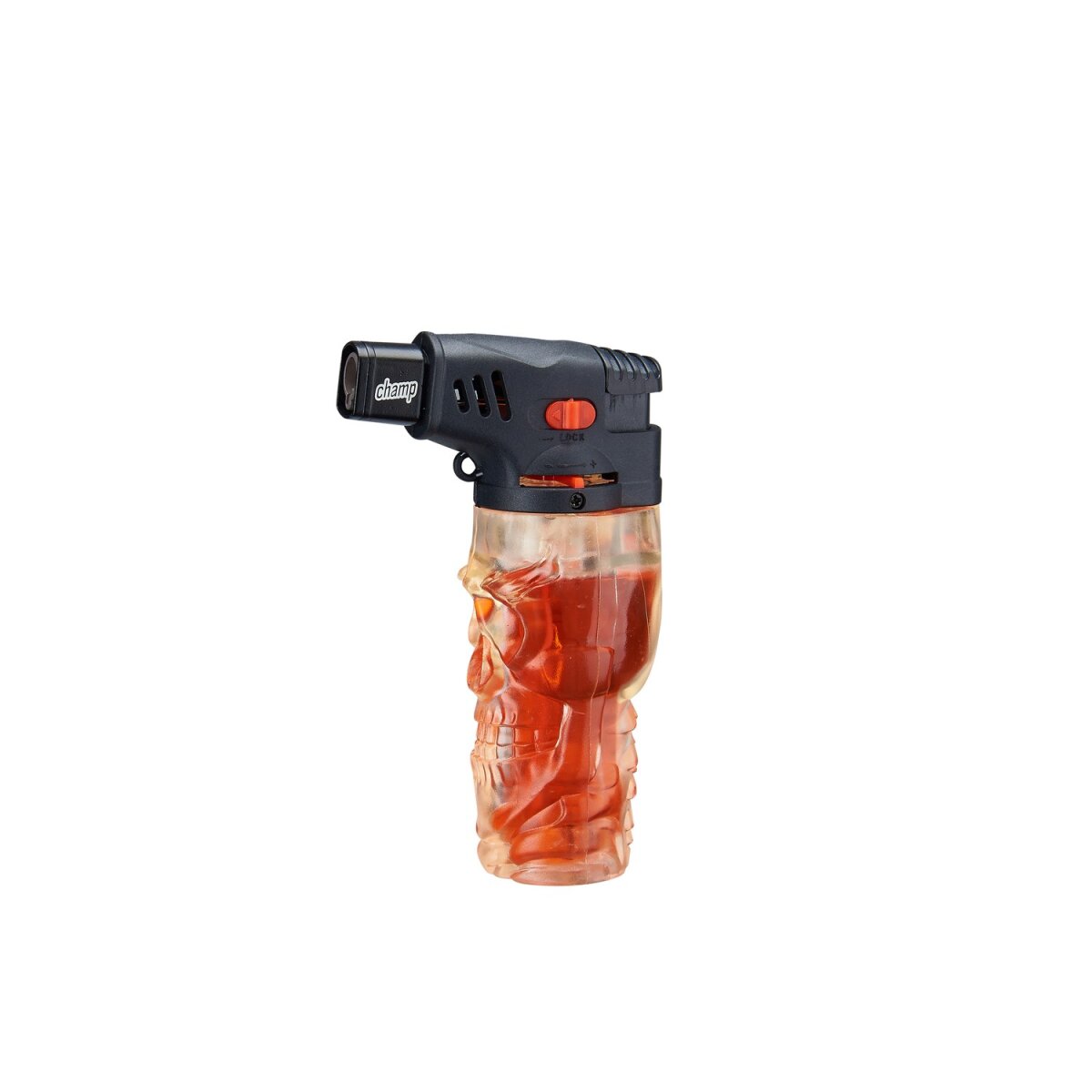 Champ - Skull Feuerzeug mit farbigem Gas Red/Blue - Display - 12 Stück
