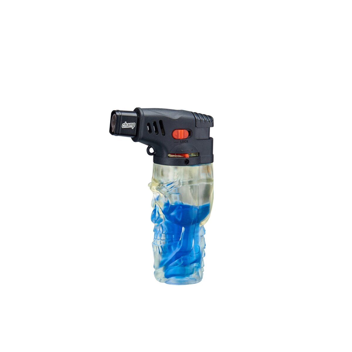 Champ - Skull Feuerzeug mit farbigem Gas Red/Blue - Display - 12 Stück