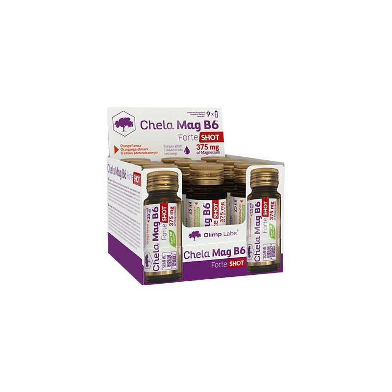 Chela-Mag B6 Forte Shot SOK Glass Ampoule - 25ml - Orange x9