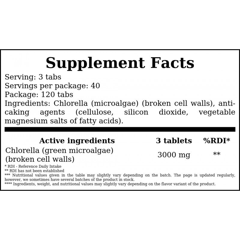 Chlorella 1000mg - 120tabs.