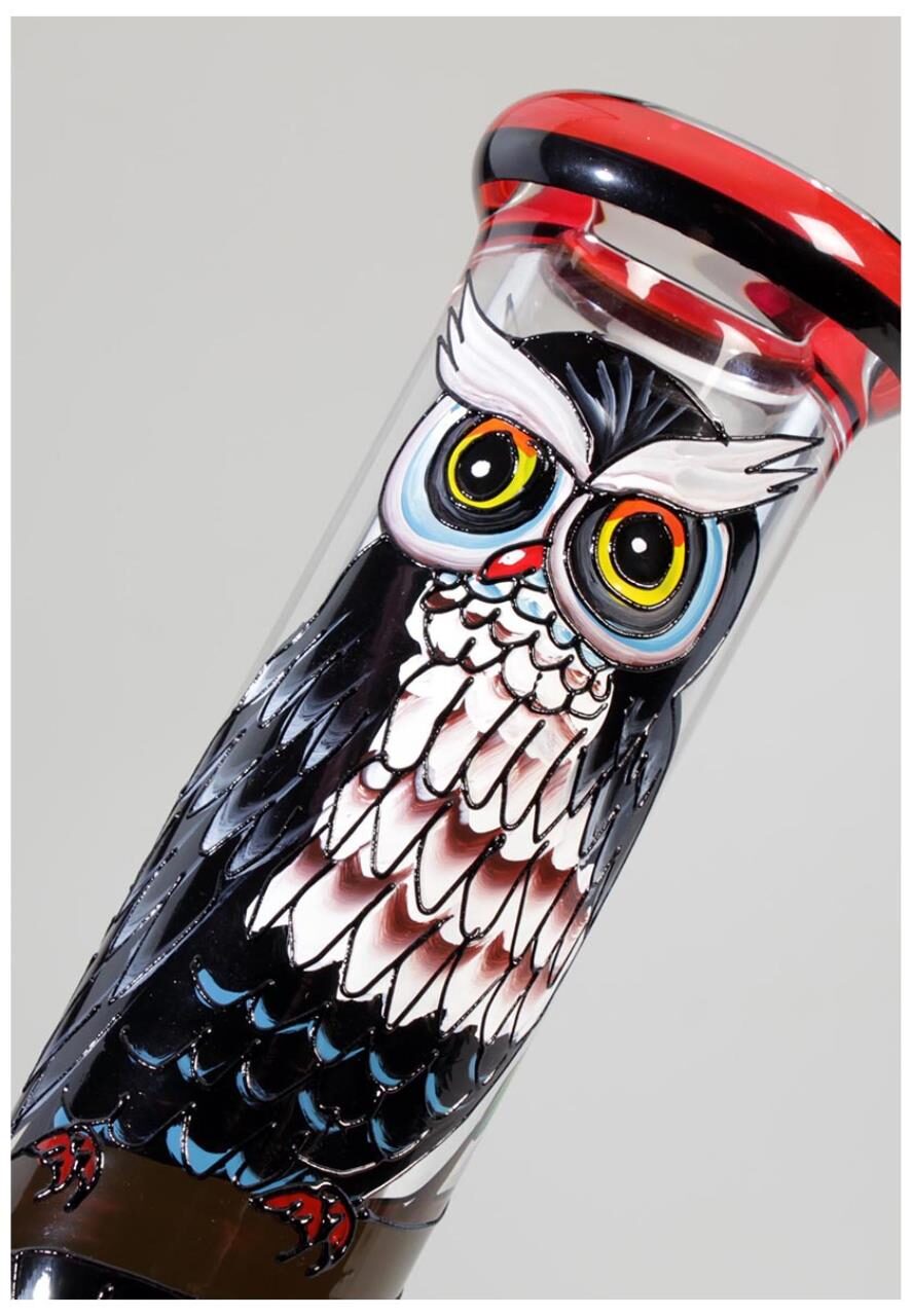 Handbemalte Glasbong Ice Night Owl
