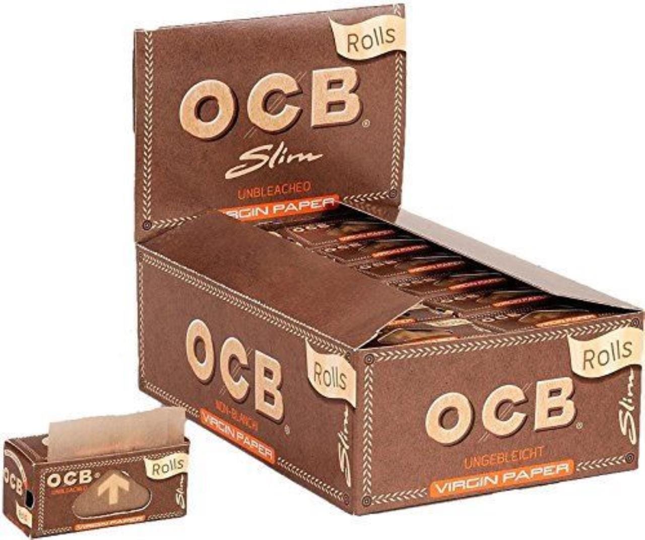 OCB Slim Virgin Rolls Unbleached, 24 Rolls
