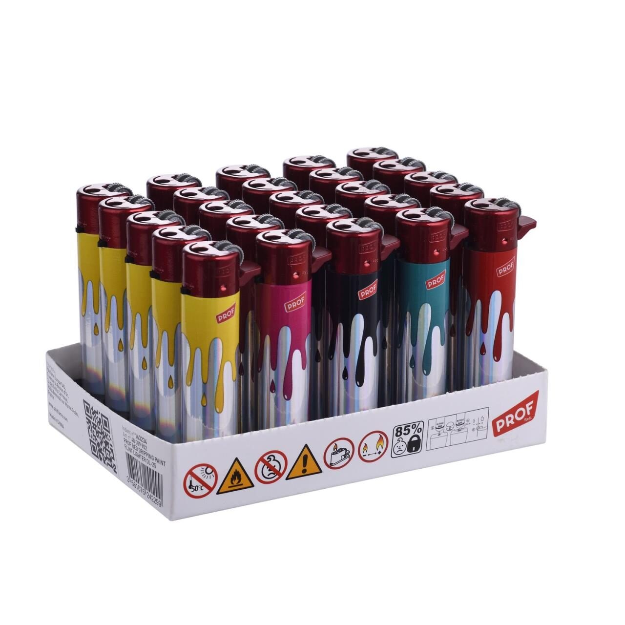 Prof Red Dripping Paint Flint Lighter 25 Stk