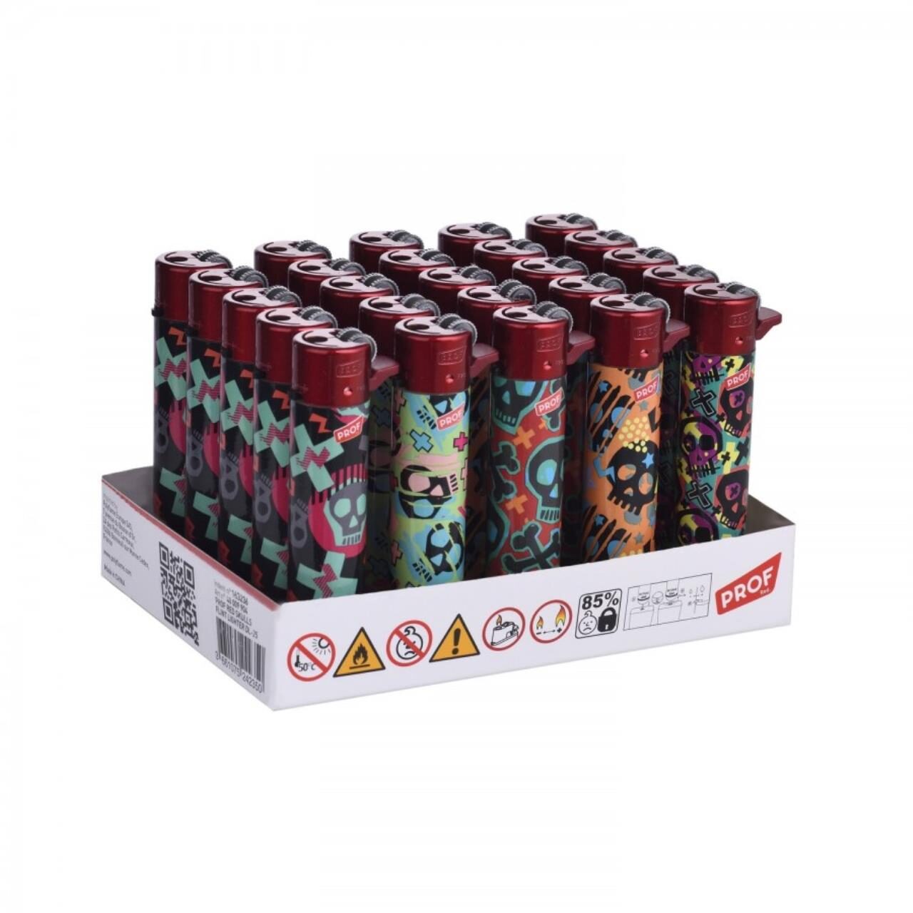 Prof Red Skulls Flint Lighter 25 Stk